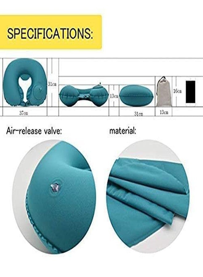 Portible Automatic Inflatable U-Shaped Cushion | Portable Push Type Neck Pillow for Outdoor & Travelling Backpack Air Car, Flight, Office Picnic Velvet Travel - Image 4